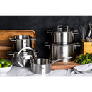 Conjunto 05 Panelas de aço inoxidável + 01 kit de utensílios