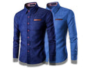 Kit 2 Camisas Masculina Jeans Slim Manga Longa - Azul e Azul Claro