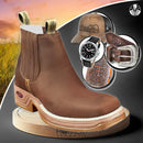 Bota Ortopédica Cano Curto em Couro Legítimo + BRINDES: Cinto, Boné, Carteira e Relógio Avivalar