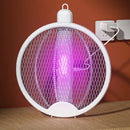 2 Em 1 Raquete Recarregável Com Lâmpada UV 3000V USB Mata-Mosquitos