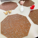 Kit 4 Lugar Jogo Americano Octagonal Sousplat Mesa Posta Descanso de Prato (Dourado)