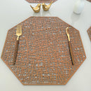 Kit 4 Lugar Jogo Americano Octagonal Sousplat Mesa Posta Descanso de Prato (Dourado)