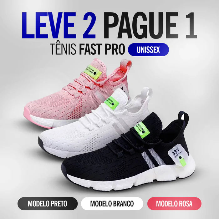 Promoção especial: 2 pelo preço de 1 – Tênis unissex confortável e arejado da Fast Pro