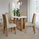 Mesa Para Sala De Jantar Redonda Com 4 Cadeiras Flora/Maia-Cimol Nature/Off White/Gengibre