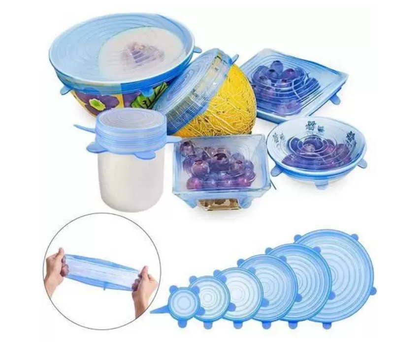 Compre 6 Leve 12 - Kit 12 Tampas de Silicone Reutilizável (UNIVERSAL) - Super Elástico - OFERTA ESPECIAL FIM DE ANO