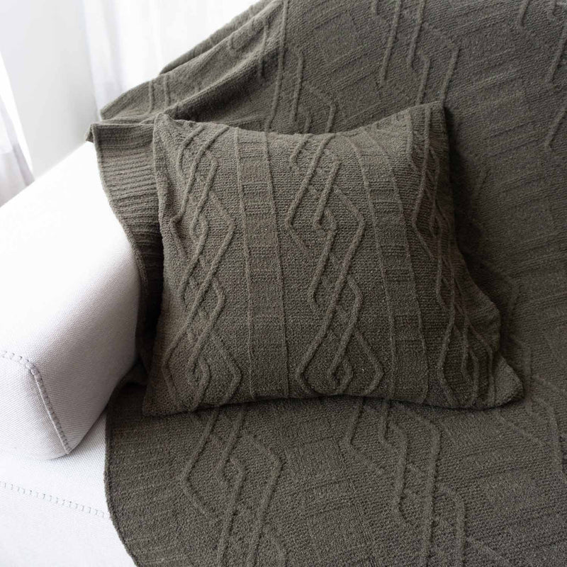 Kit Manta e Almofada Tricot Olive