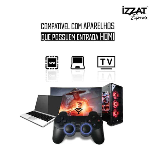 Video Game Pen Retrô Tazzi ORIGINAL 10.000 Jogos 4K + 2 Controles de Brinde